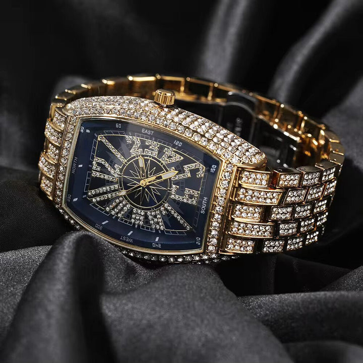 18K Gold Diamond Square Shape Watch Black Dial - Markus Dayan