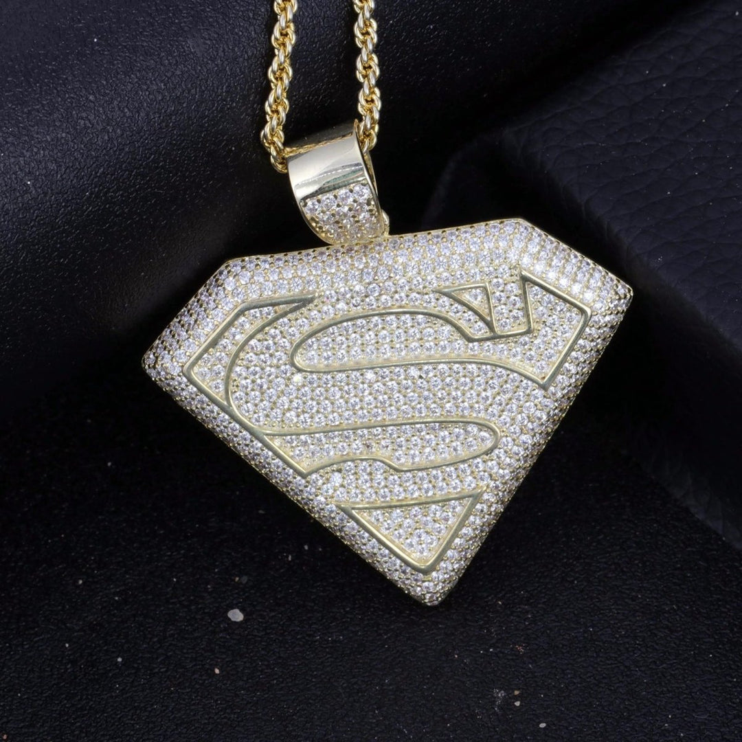 Iced Superman Logo pendant necklace - Markus Dayan