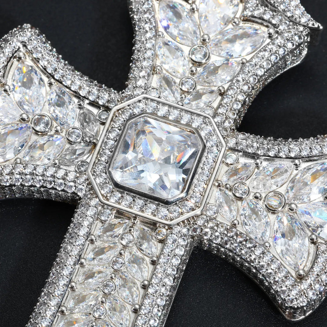 Large Iced Marquise Luxury Cross Pendant - Markus Dayan