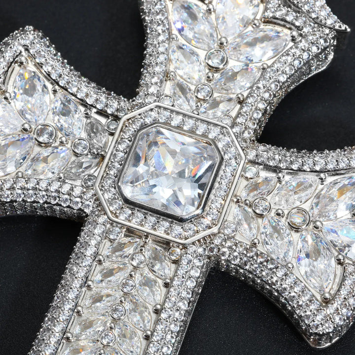 Large Iced Marquise Luxury Cross Pendant - Markus Dayan