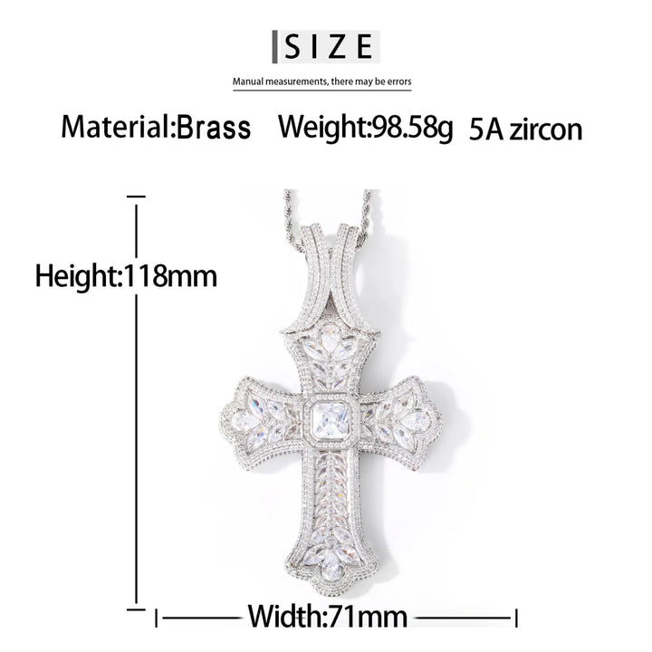 Large Iced Marquise Luxury Cross Pendant - Markus Dayan