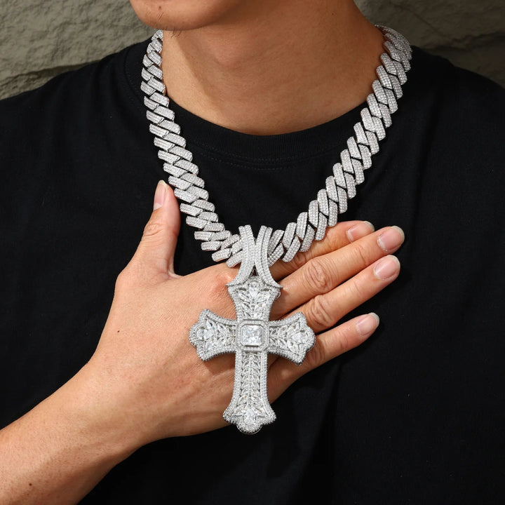 Large Iced Marquise Luxury Cross Pendant - Markus Dayan