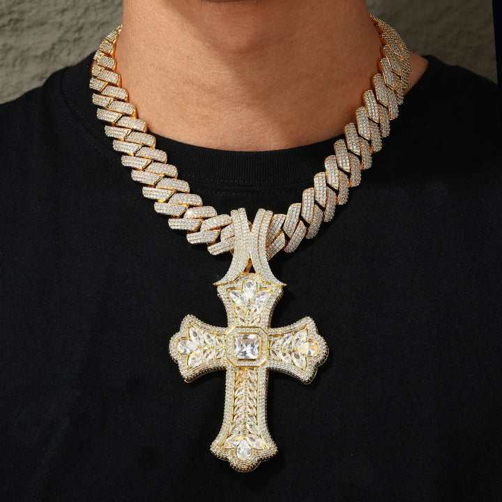 Large Iced Marquise Luxury Cross Pendant - Markus Dayan