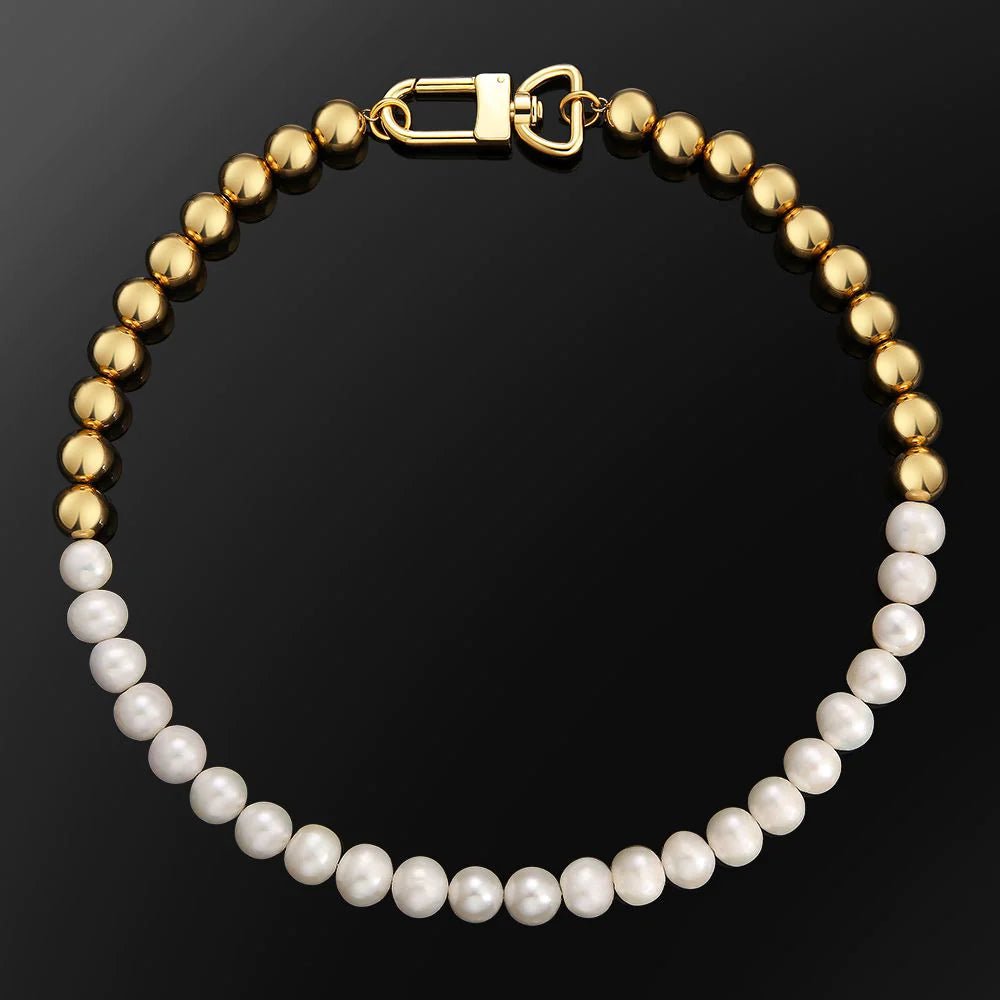 10mm Freshwater Pearl Beaded Necklace 18K Gold - Markus Dayan