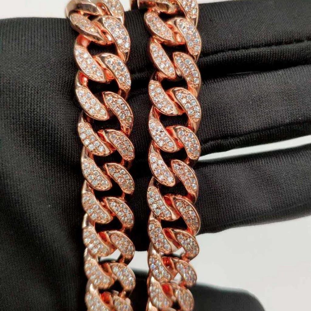 12mm Iced Rose Gold Cuban Link Chain Necklace - Markus Dayan