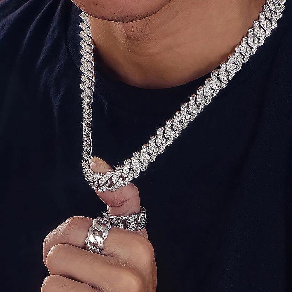 Iced Out Prong Chain Necklace 14mmSILVER
