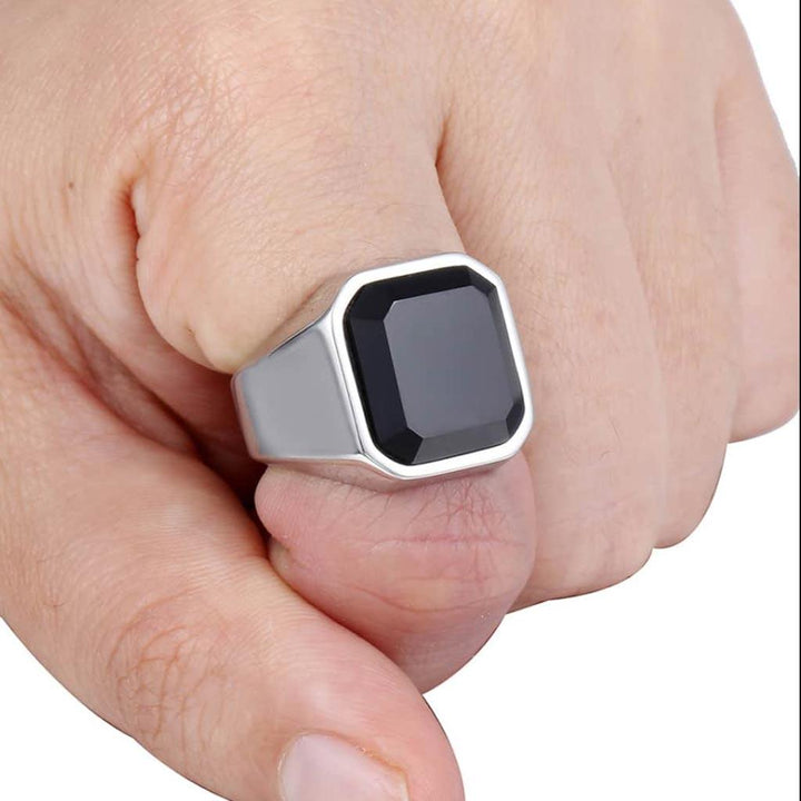 316L Stainless Steel Ring Black CZ Gold Hip Hop - Markus Dayan