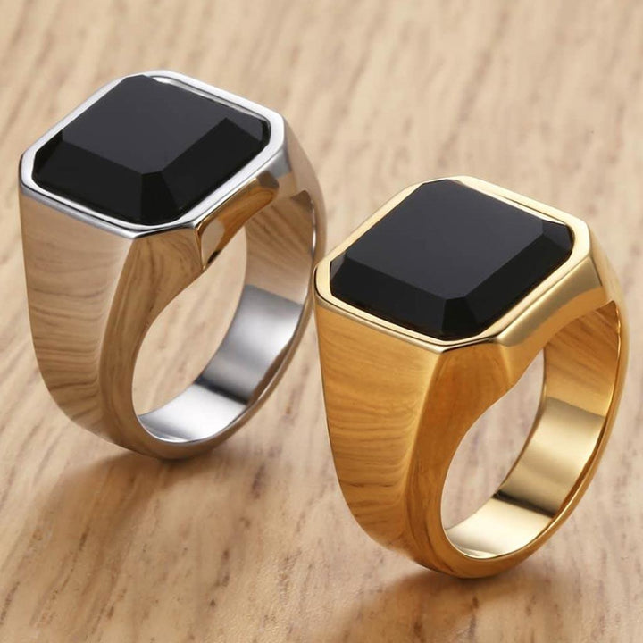 316L Stainless Steel Ring Black CZ Gold Hip Hop - Markus Dayan