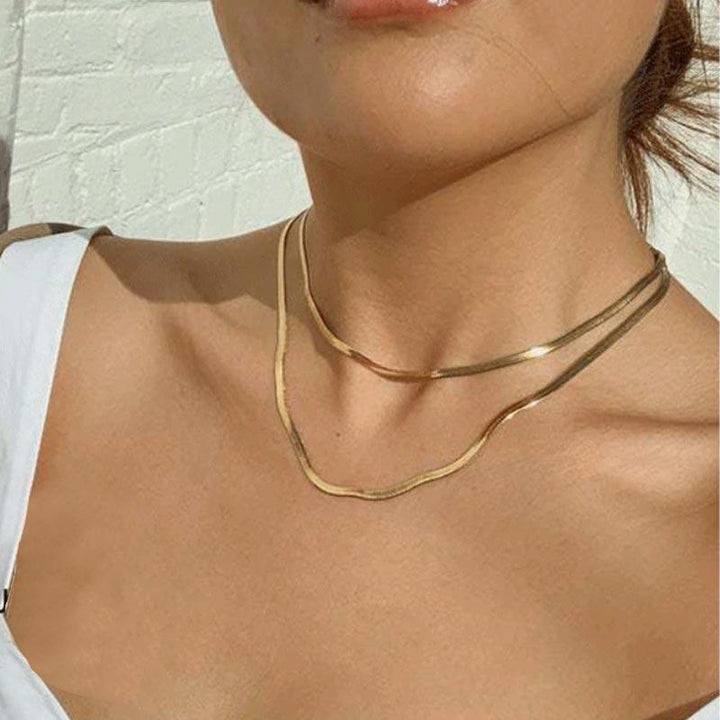 3mm Herringbone Snake Chain Necklace Women 18K Gold - Markus Dayan
