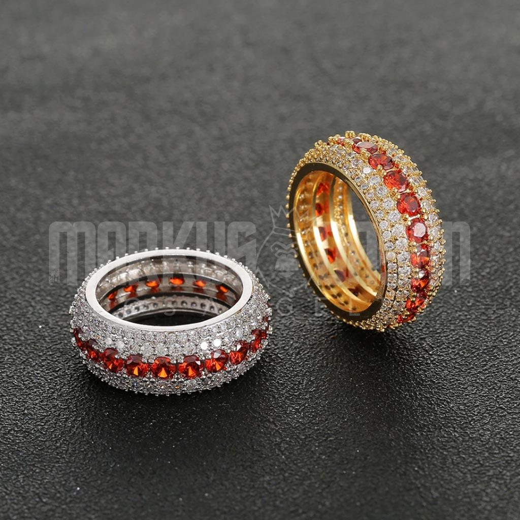 5 Row Royal Gold Eternity Red Ring - Markus Dayan