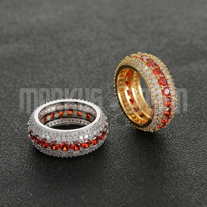 5 Row Royal Gold Eternity Red Ring - Markus Dayan