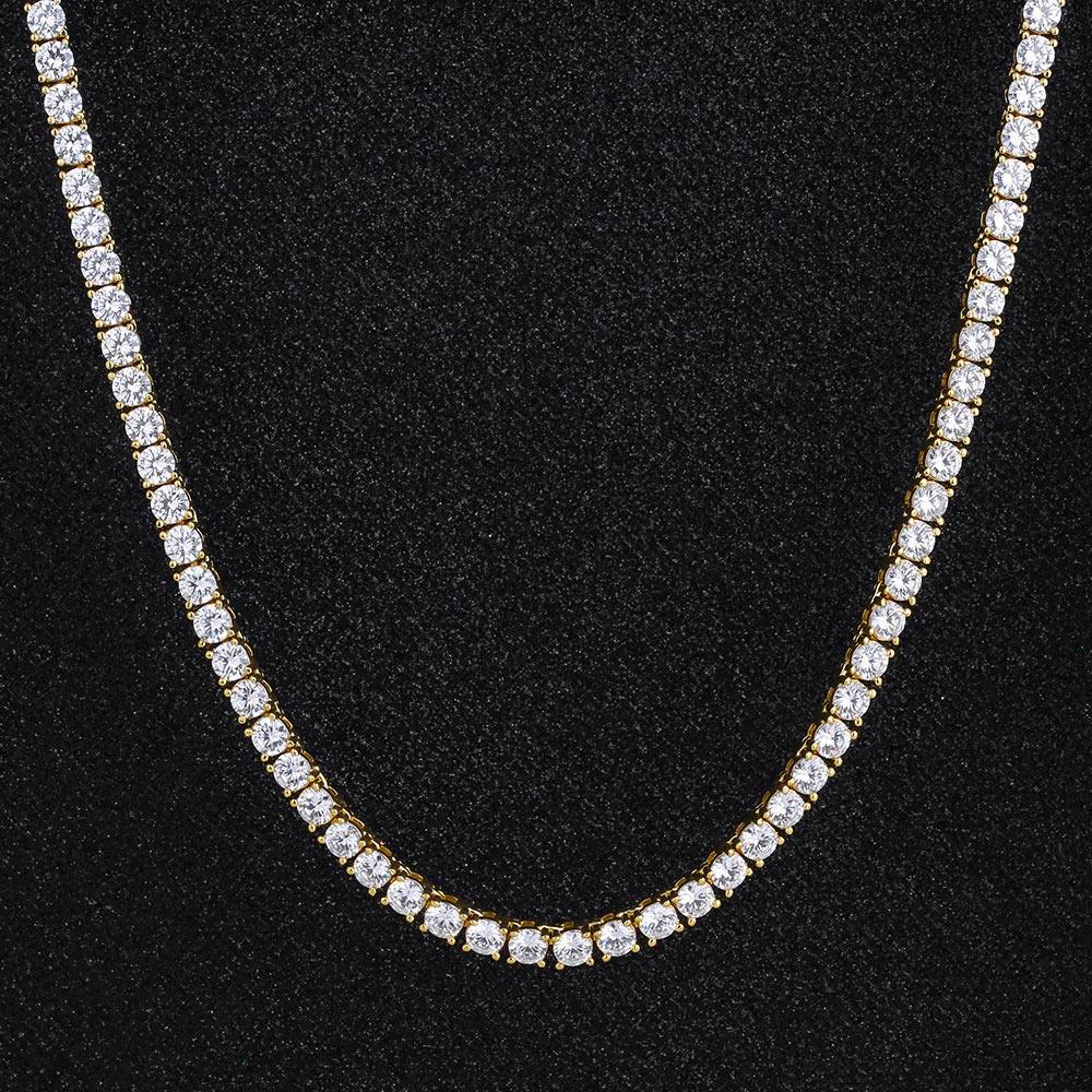 5mm Tennis Chain Stainless Steel Necklace In White Gold/14K Gold for Women - Markus Dayan