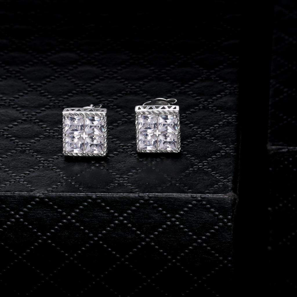 925 Sterling Silver Square Stud Earrings Cubic - Markus Dayan