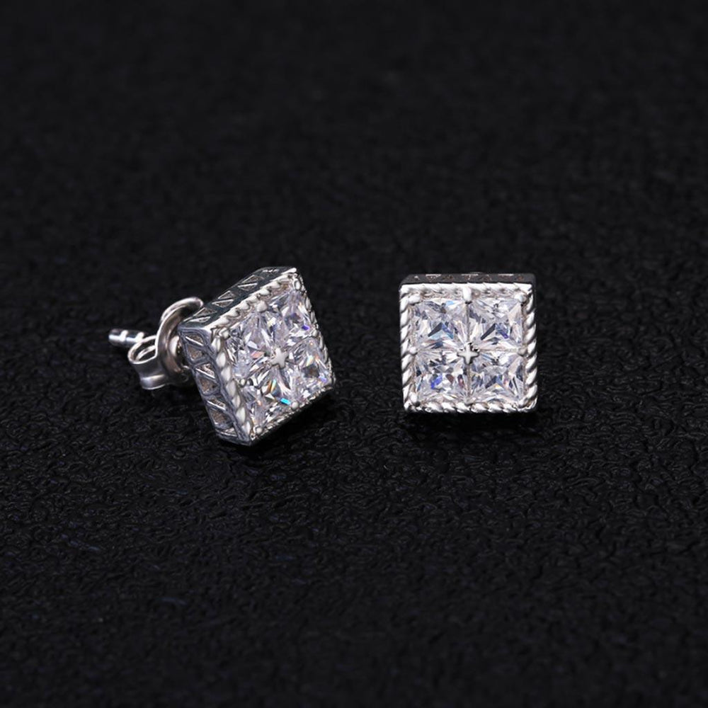 925 Sterling Silver Square Stud Earrings Cubic - Markus Dayan