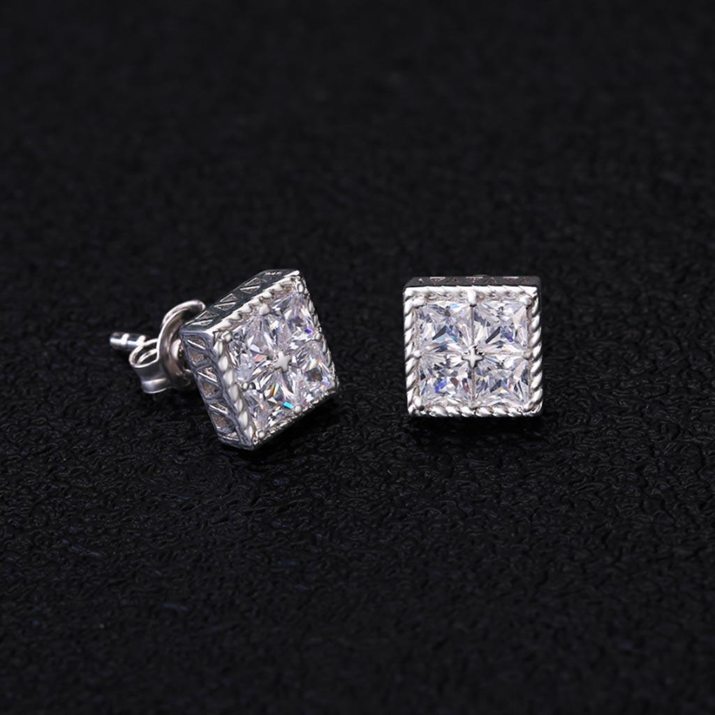 925 Sterling Silver Square Stud Earrings Cubic - Markus Dayan