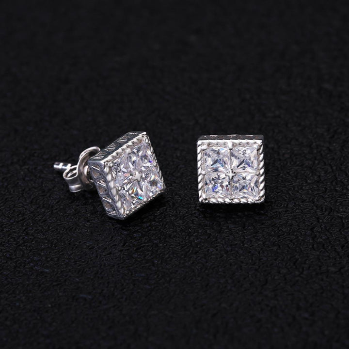 925 Sterling Silver Square Stud Earrings Cubic - Markus Dayan