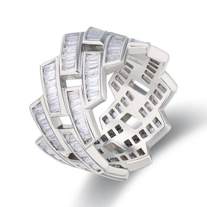 Baguette Cut CZ Diamond Men Ring in White Gold - Markus Dayan