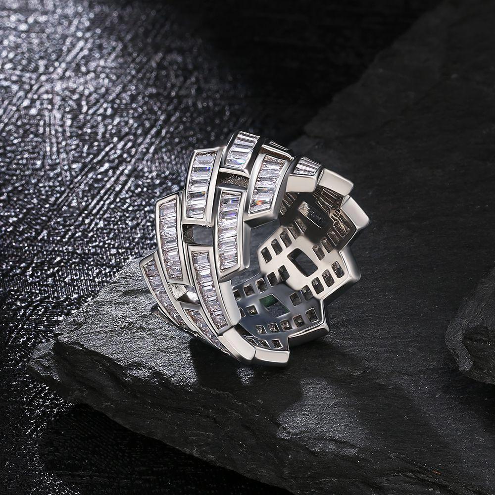 Baguette Cut CZ Diamond Men Ring in White Gold - Markus Dayan
