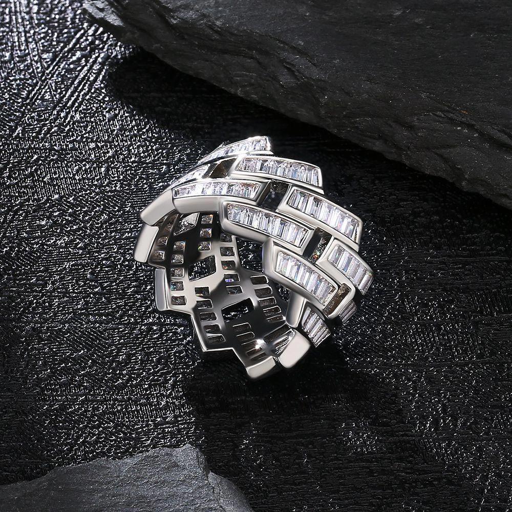 Baguette Cut CZ Diamond Men Ring in White Gold - Markus Dayan