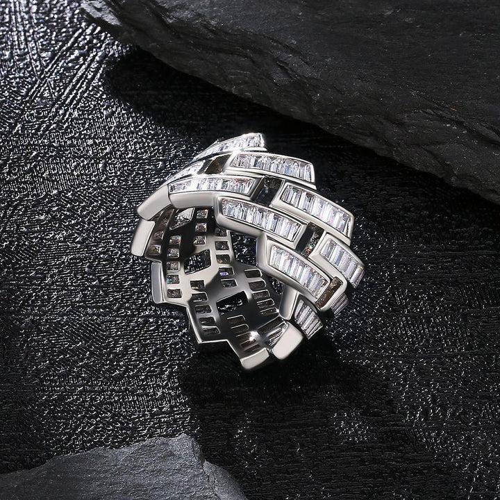 Baguette Cut CZ Diamond Men Ring in White Gold - Markus Dayan