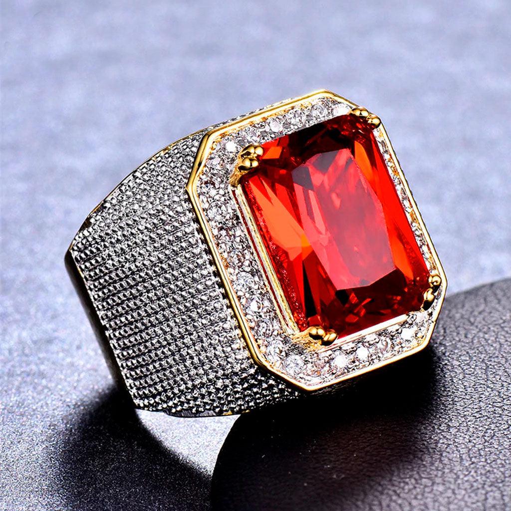 Big Red Gem Geometric Ring - Markus Dayan