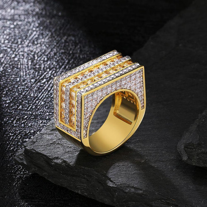 Double Rows Princess-Cut Diamond Men Ring Gold - Markus Dayan