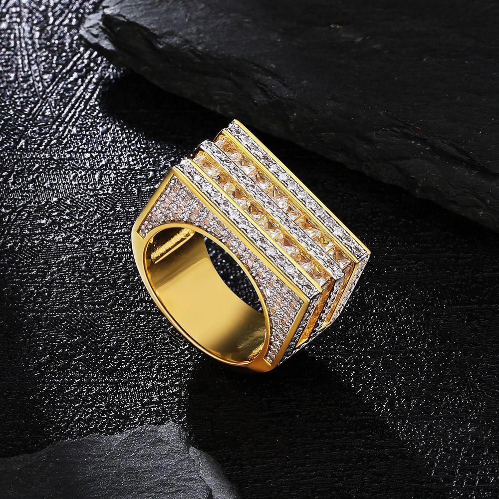 Double Rows Princess-Cut Diamond Men Ring Gold - Markus Dayan