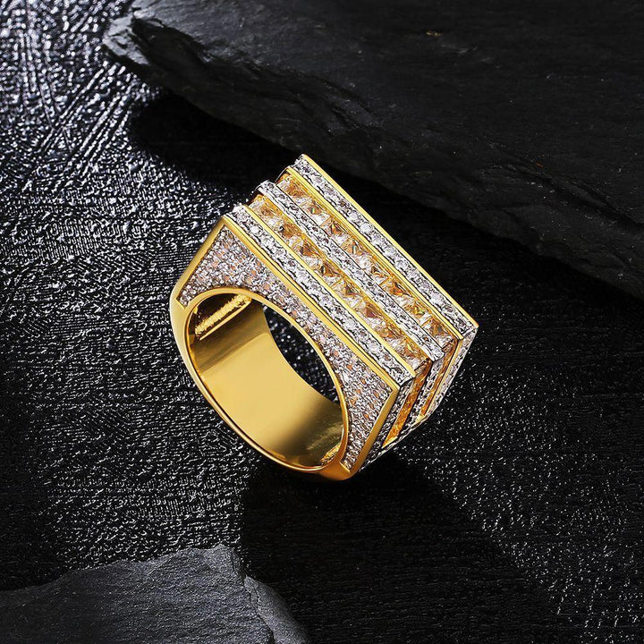 Double Rows Princess-Cut Diamond Men Ring Gold - Markus Dayan