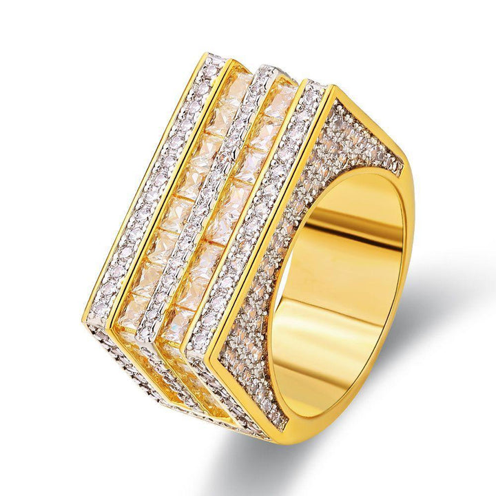 Double Rows Princess-Cut Diamond Men Ring Gold - Markus Dayan