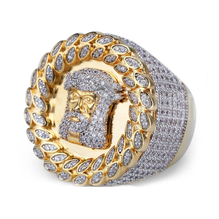 Iced Jesus Head Ring 18K Gold - Markus Dayan