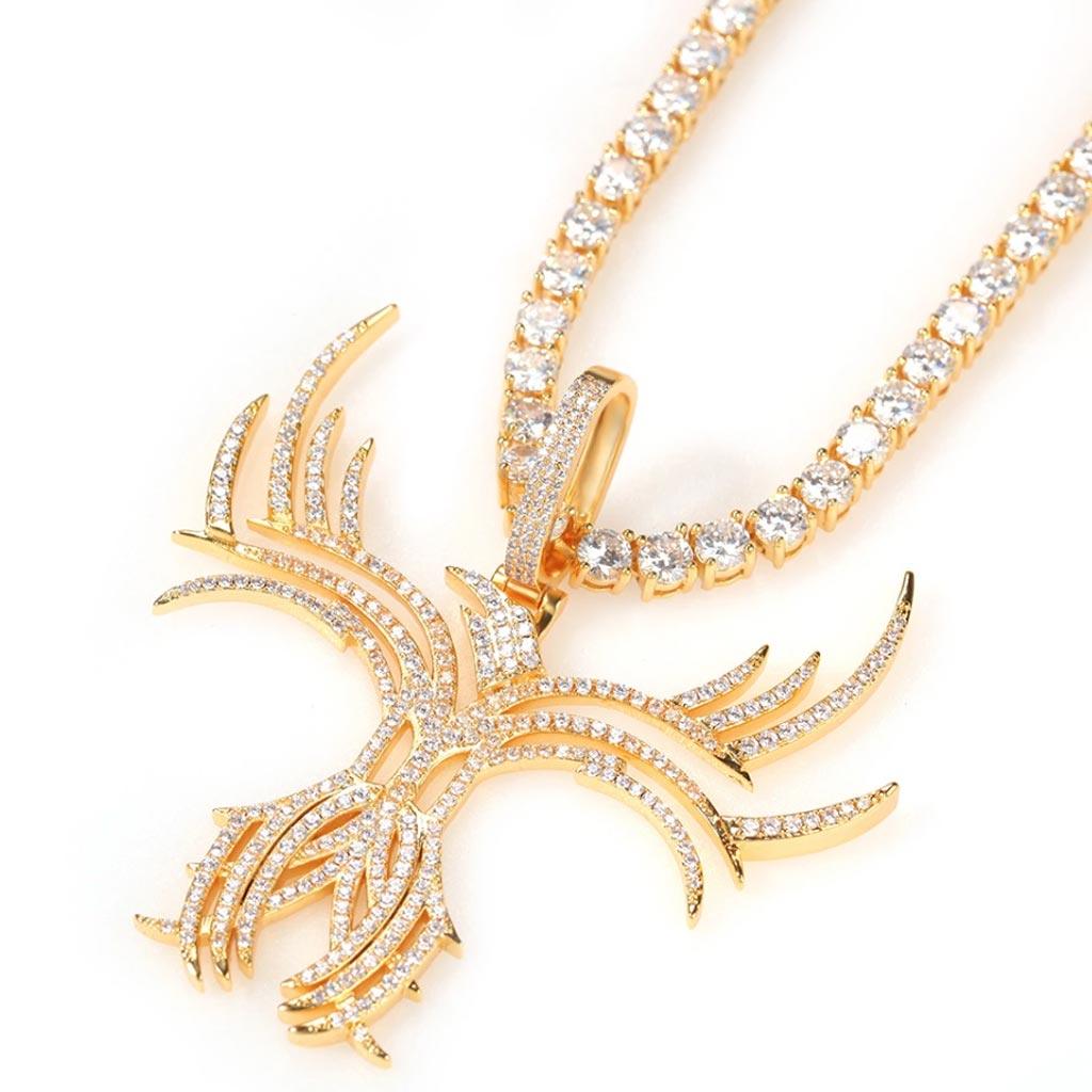 Iced Phoenix Butterfly Pendant 14K Gold Plated – Markus Dayan Iced Phoenix Butterfly Pendant 14K Gold Plated – Markus Dayan