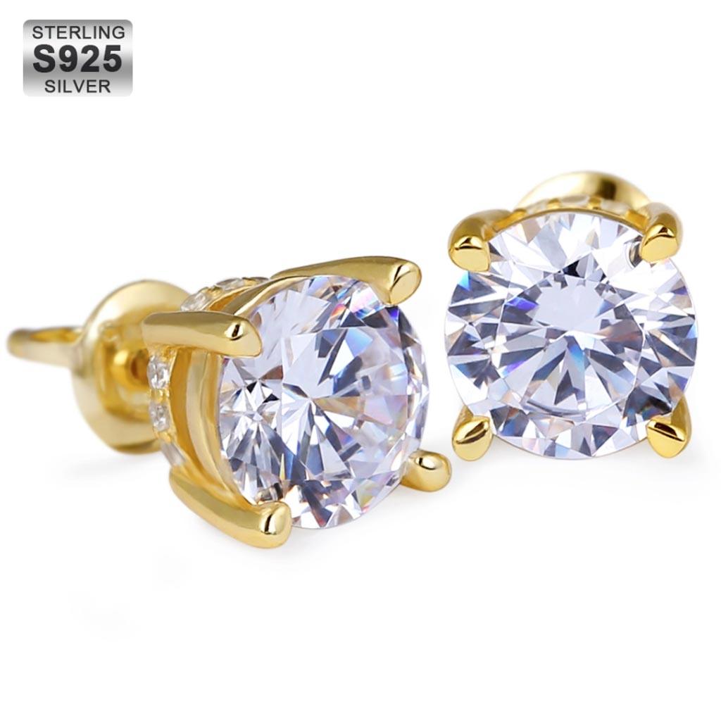 S925 Silver Round Cut Earrings 18K Gold - Markus Dayan