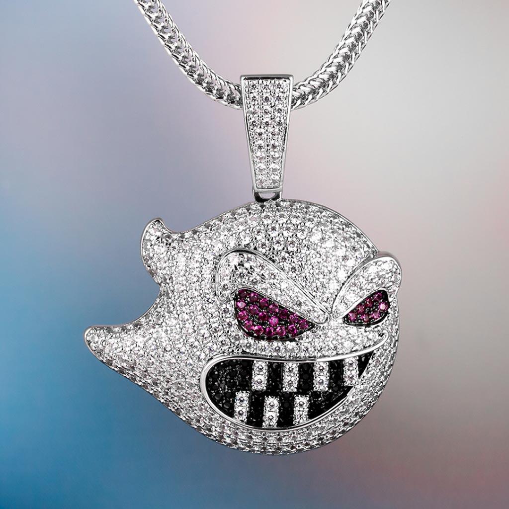 White Gold Iced Out Ghost Hip Hop Pendant – Markus Dayan