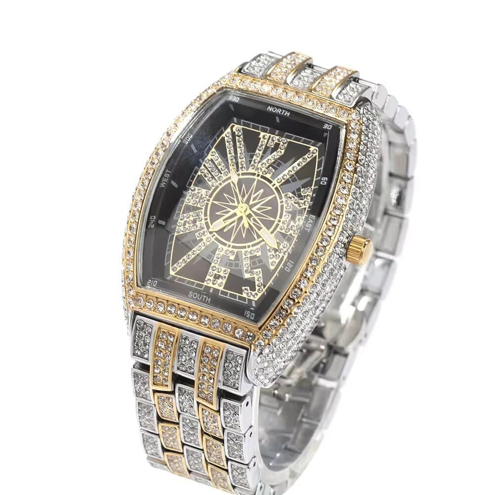 18K Gold Diamond Square Shape Watch Black Dial - Markus Dayan