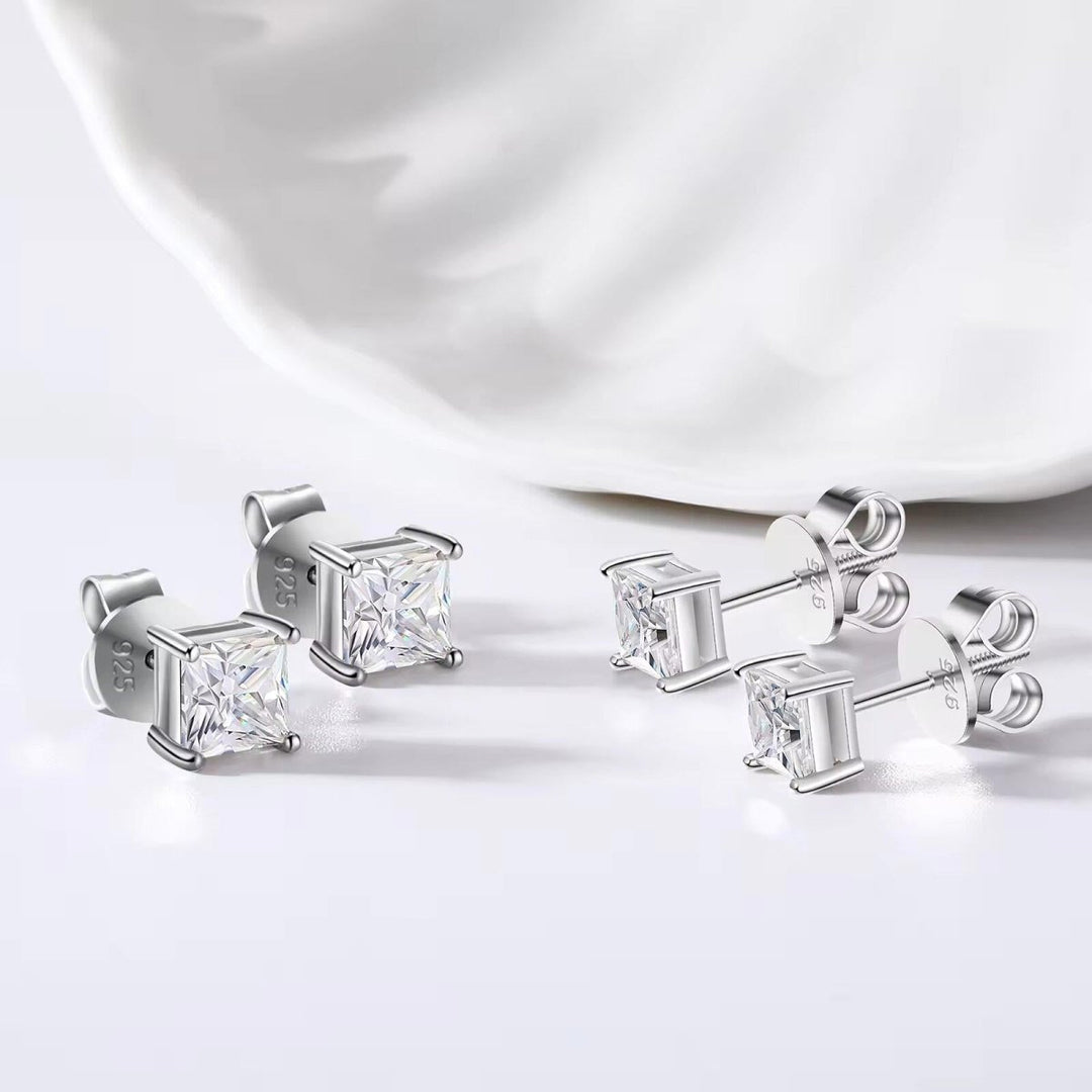 925 Sterling Silver VVS1 Moissanite Diamond Solitaire Stud Earrings - Markus Dayan