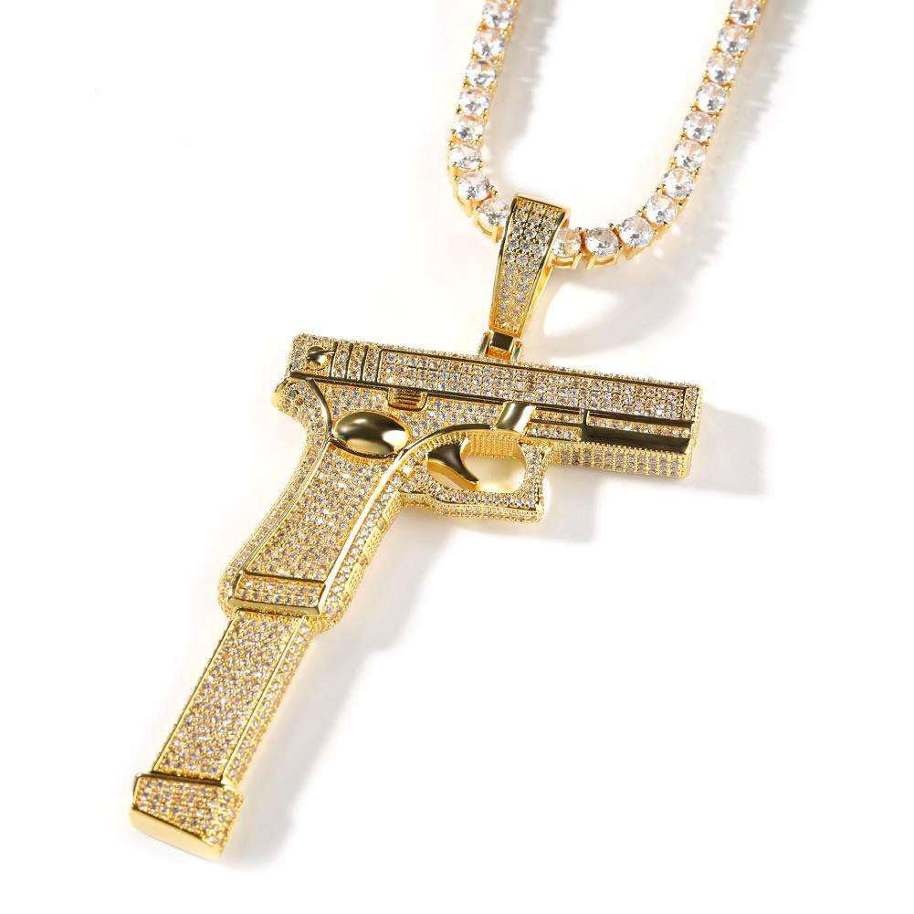 Iced Bling Pistol Pendant 14K Gold Plated - Markus Dayan