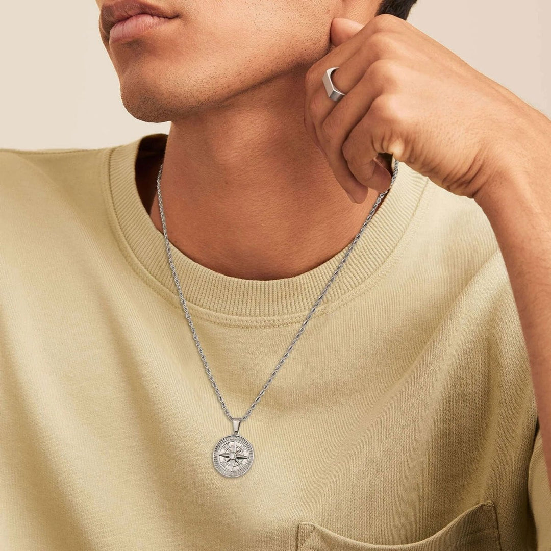 Iced Compass Coin Pendant Necklace - Markus Dayan
