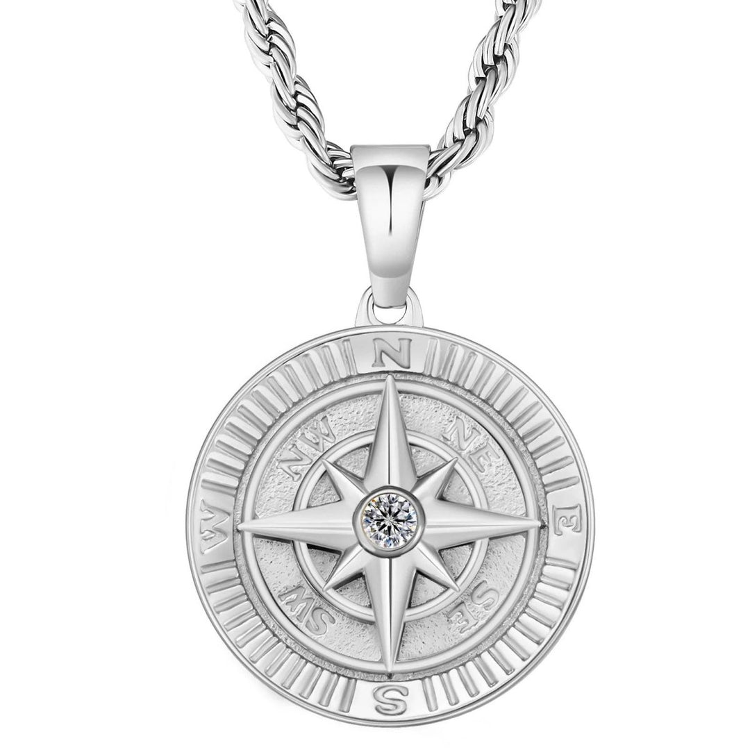 Iced Compass Coin Pendant Necklace - Markus Dayan