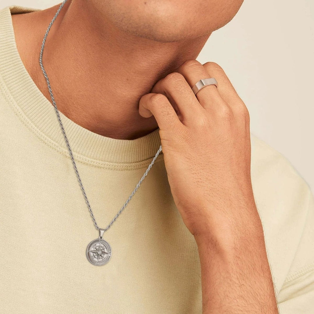 Iced Compass Coin Pendant Necklace - Markus Dayan