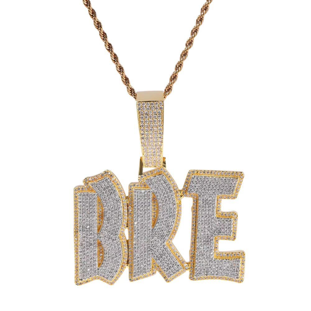 Iced Out Custom Name Initial Letter Pendant Necklace - Markus Dayan