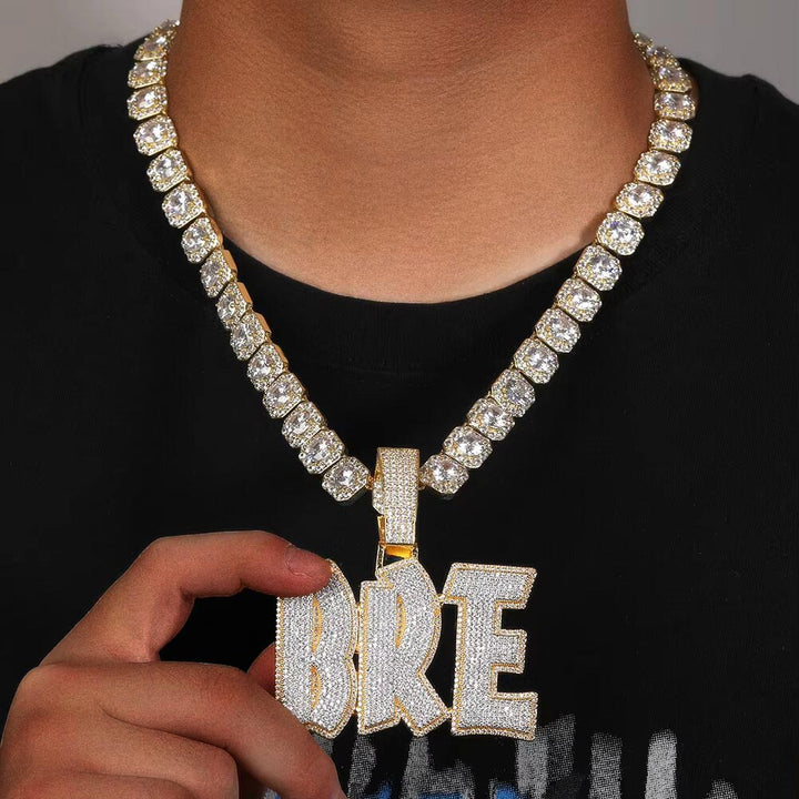 Iced Out Custom Name Initial Letter Pendant Necklace - Markus Dayan