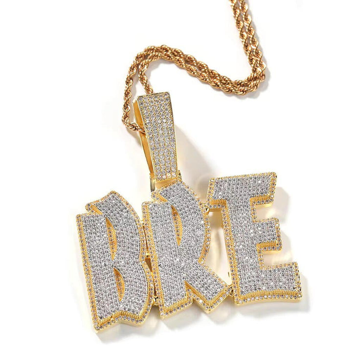 Iced Out Custom Name Initial Letter Pendant Necklace - Markus Dayan