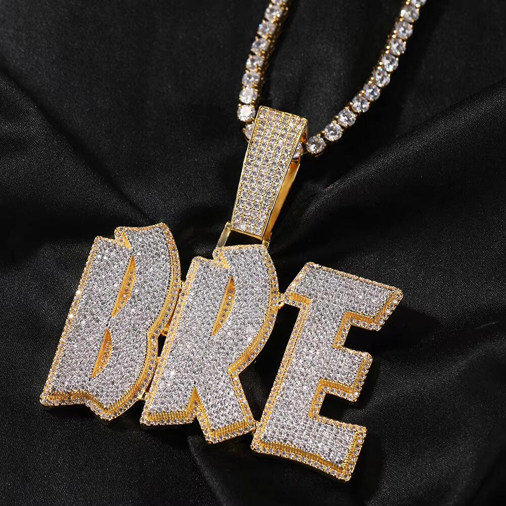 Iced Out Custom Name Initial Letter Pendant Necklace - Markus Dayan