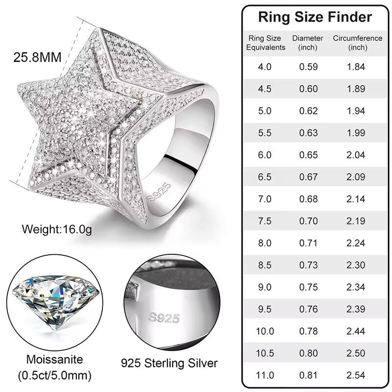 Iced S925 VVS Moissanite Diamond Star Ring - Markus Dayan