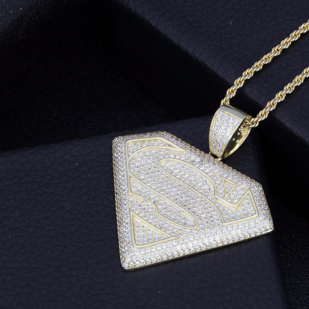 Iced Superman Logo pendant necklace - Markus Dayan