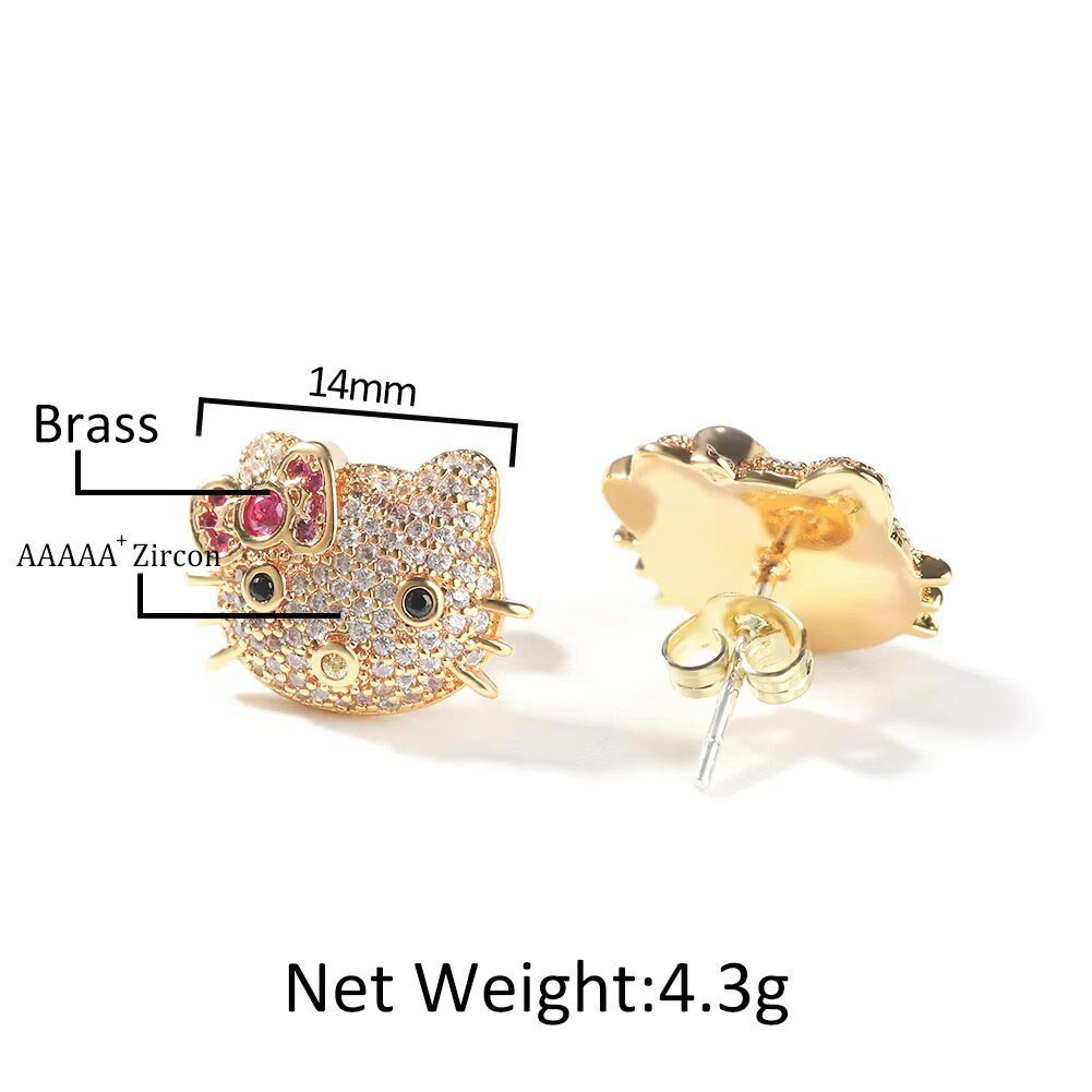 Kitty Cartoon Jewelry Stud Earrings - Markus Dayan