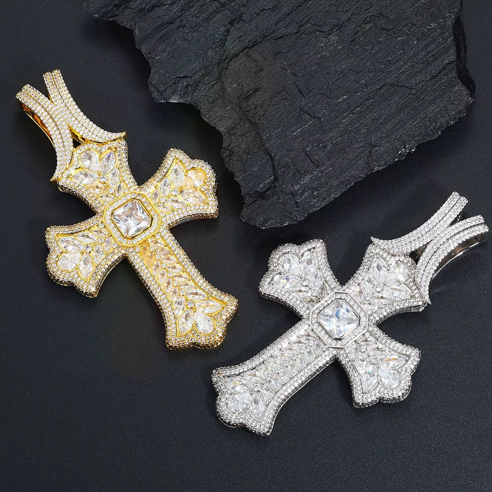 Large Iced Marquise Luxury Cross Pendant - Markus Dayan