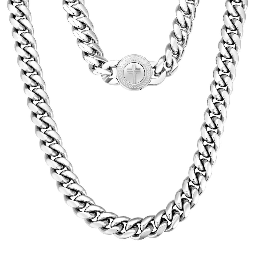 New 12mm Miami Cuban Link Chain Cross Button Clasp - Markus Dayan