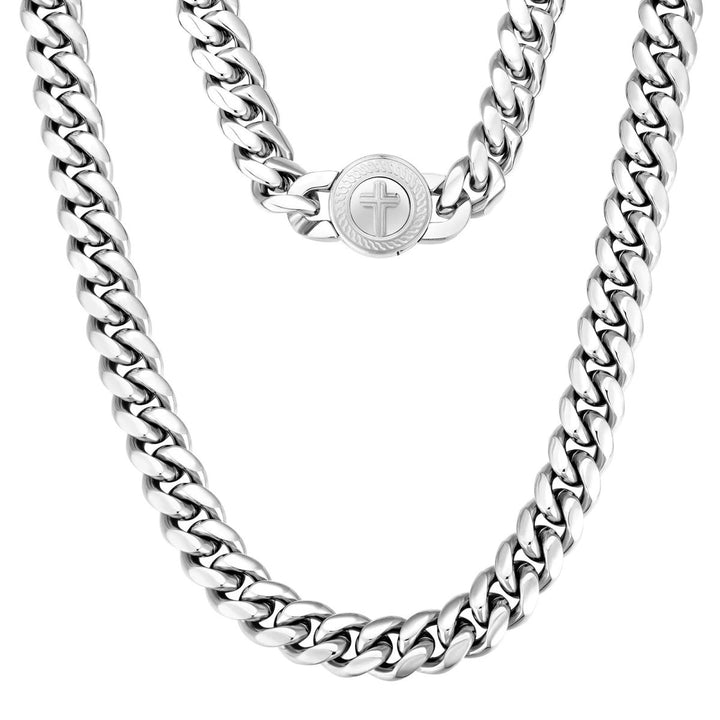 New 12mm Miami Cuban Link Chain Cross Button Clasp - Markus Dayan