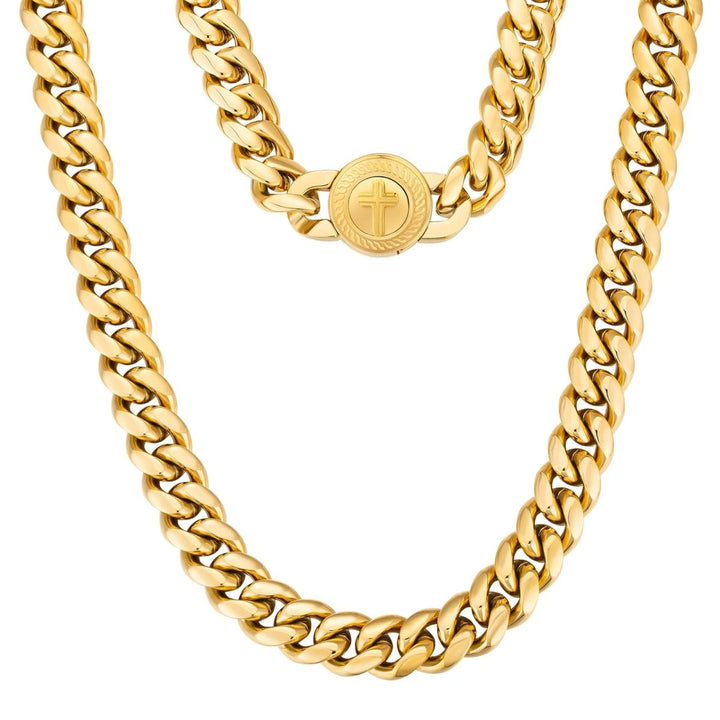 New 12mm Miami Cuban Link Chain Cross Button Clasp - Markus Dayan